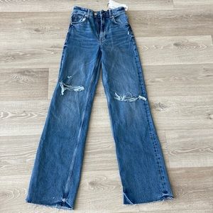 COPY - Zara ripped wide leg jeans in blue size 0 USA